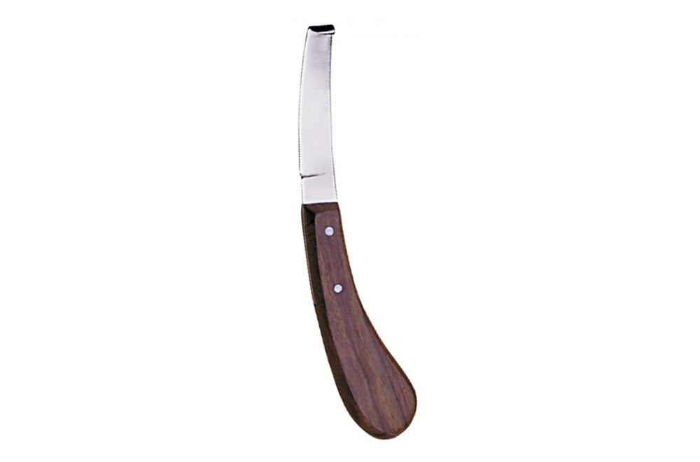 Left-Handed Hoof Knife With Wooden Handle